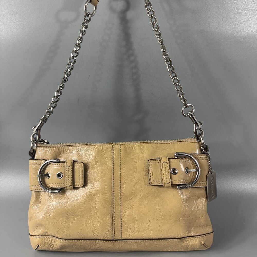 Coach F13454 Soho Chain Buckle Light Tan Patent Leather Shoulder Bag